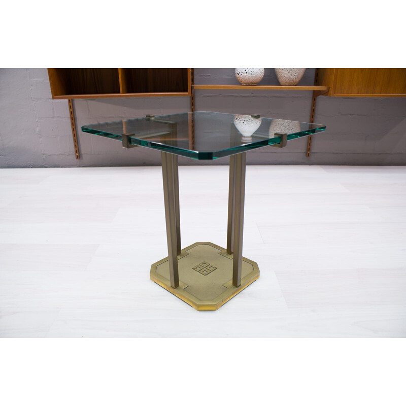 Vintage brass and glass T19 dining table by Peter Ghyczy, 1970s