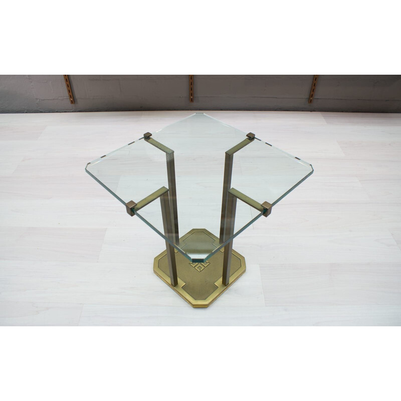 Vintage brass and glass T19 dining table by Peter Ghyczy, 1970s