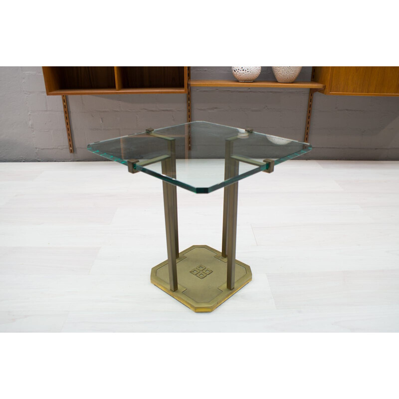 Vintage brass and glass T19 dining table by Peter Ghyczy, 1970s