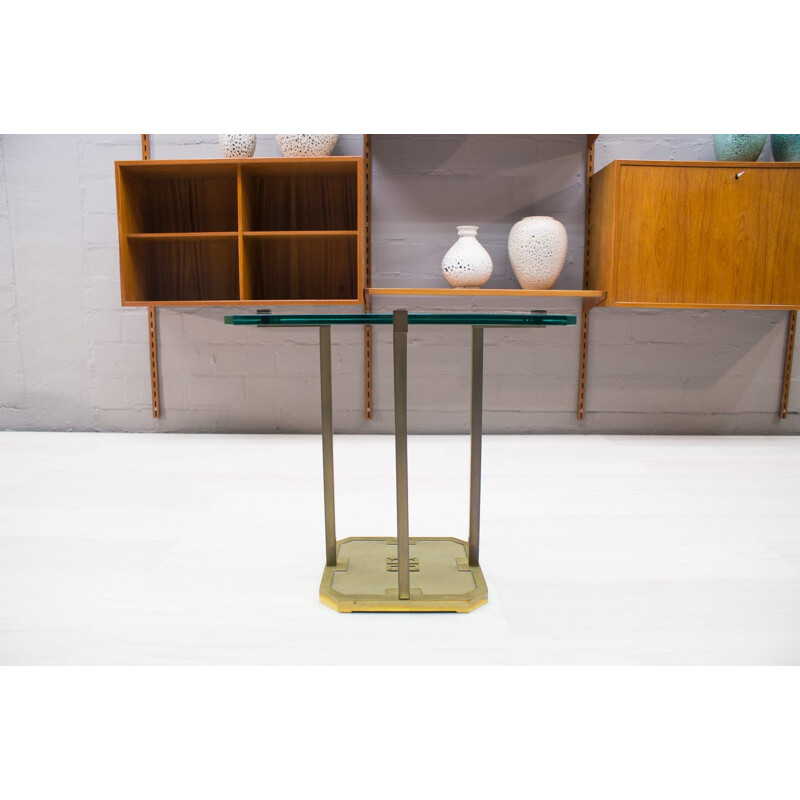 Vintage brass and glass T19 dining table by Peter Ghyczy, 1970s
