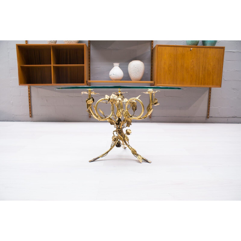 Vintage metal and glass coffee table, Italy, 1960s