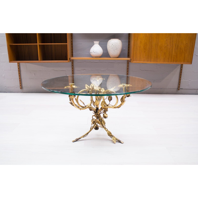 Vintage metal and glass coffee table, Italy, 1960s