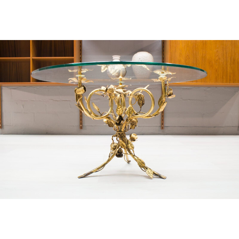 Vintage metal and glass coffee table, Italy, 1960s