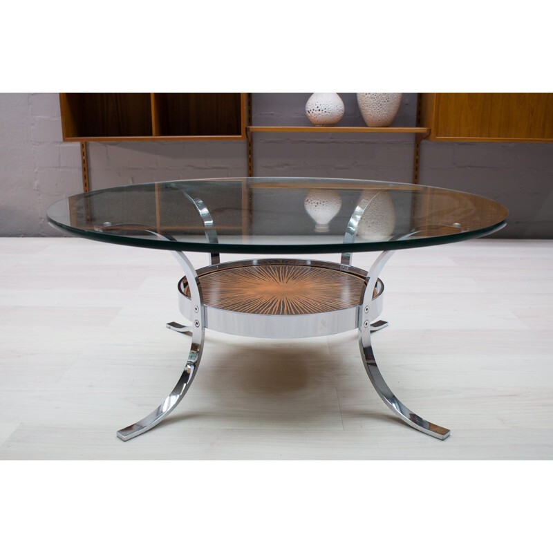 Vintage chrome and copper coffee table by Kondor, 1960