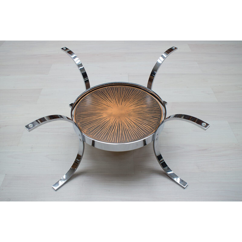 Mesa de café Vintage chrome e cobre de Kondor, 1960