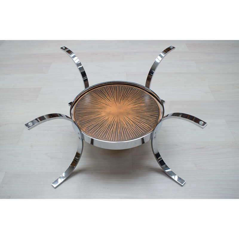 Vintage chrome and copper coffee table by Kondor, 1960