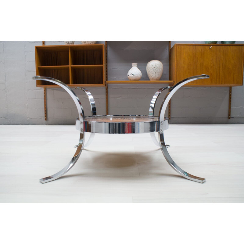 Vintage chrome and copper coffee table by Kondor, 1960