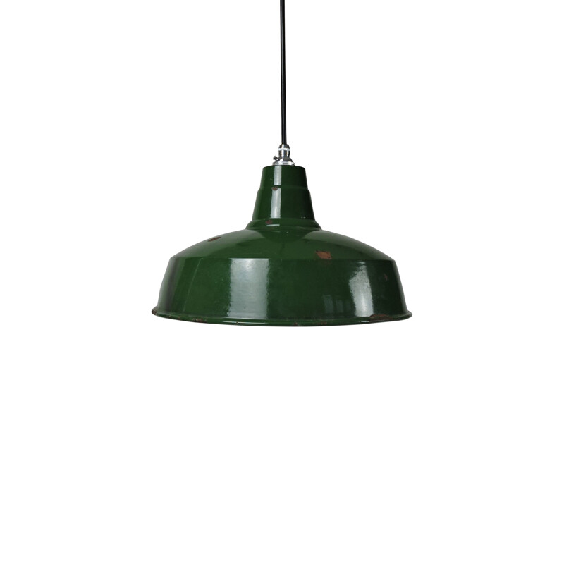 Lampada a sospensione vintage industriale verde di Maxlume, 1940