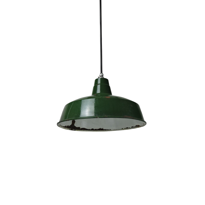 Vintage Industrial green pendant lamp from Maxlume, 1940s