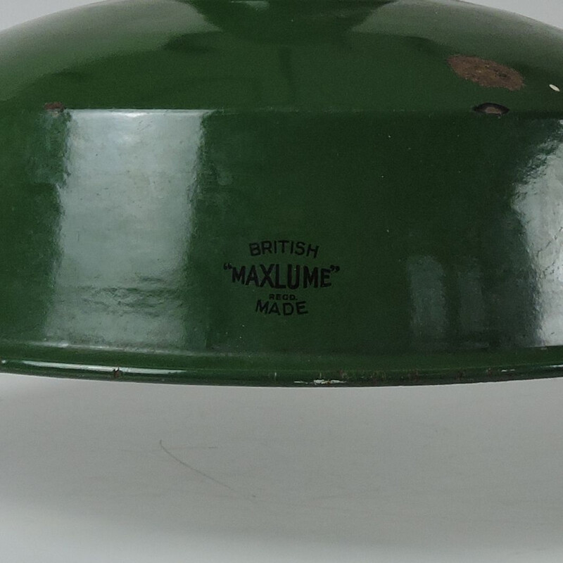 Groene industriële vintage hanglamp van Maxlume, 1940