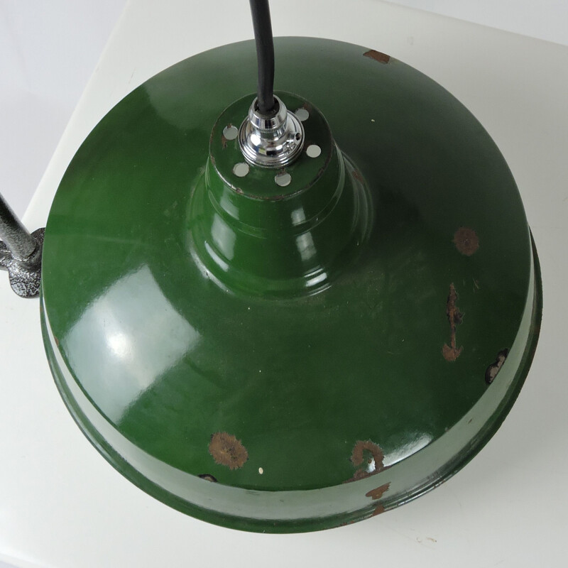 Vintage Industrial green pendant lamp from Maxlume, 1940s