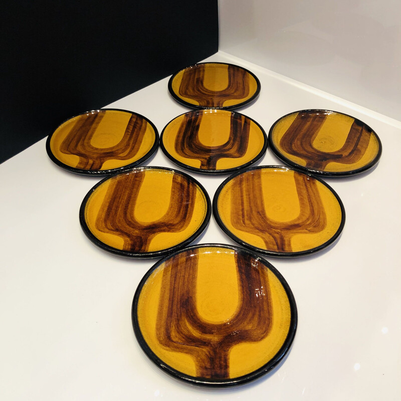 Burkart ceramic vintage dessert service, Switzerland, 1970