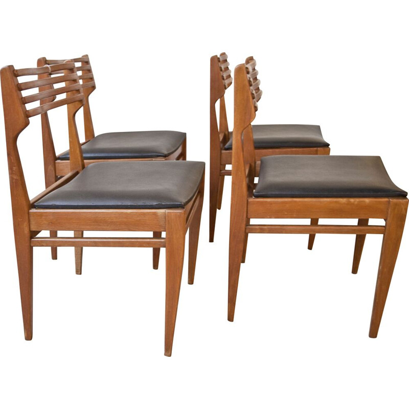 Ensemble de 4 chaises vintage scandinaves en teck, 1960