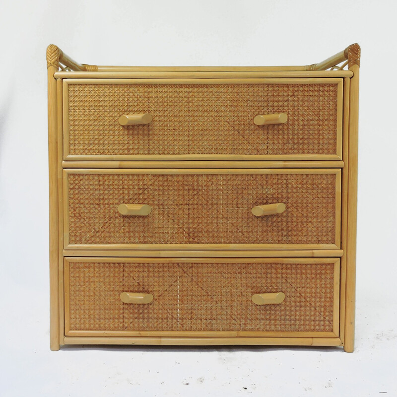 Cane vintage chest of drawers, 1980s