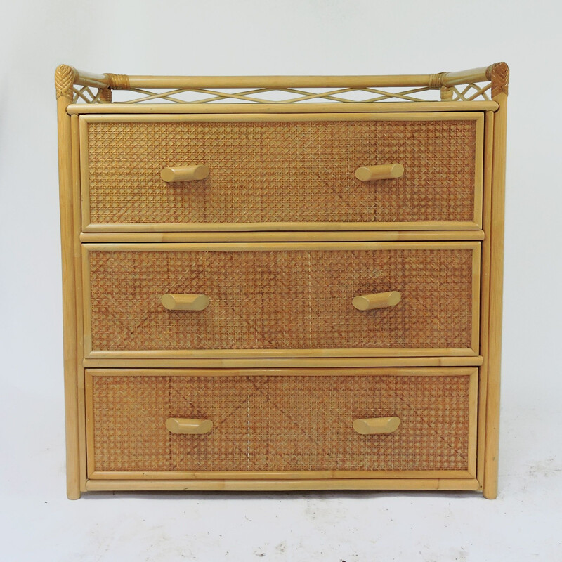 Cane vintage chest of drawers, 1980s