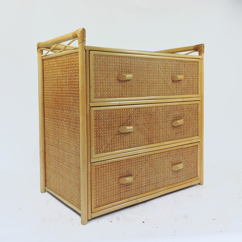 Cane vintage chest of drawers, 1980s