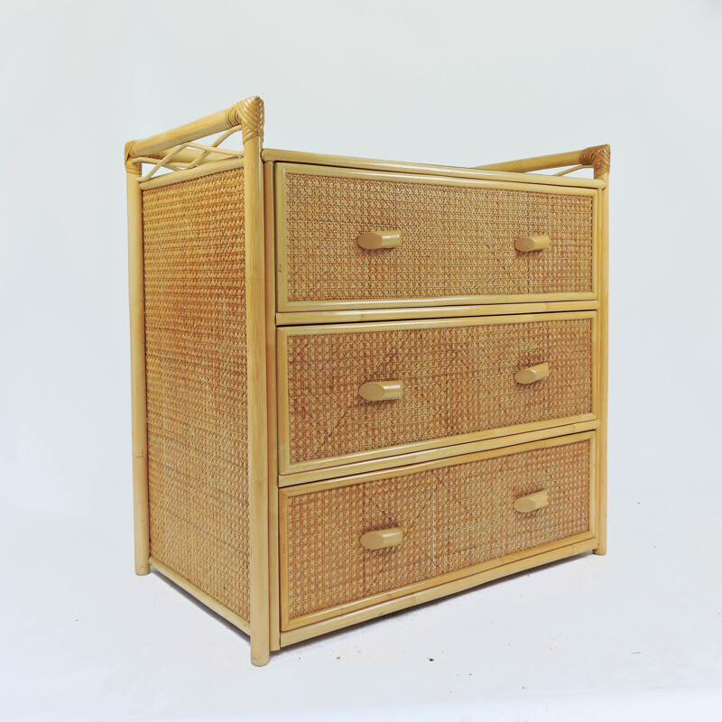 Cane vintage chest of drawers, 1980s