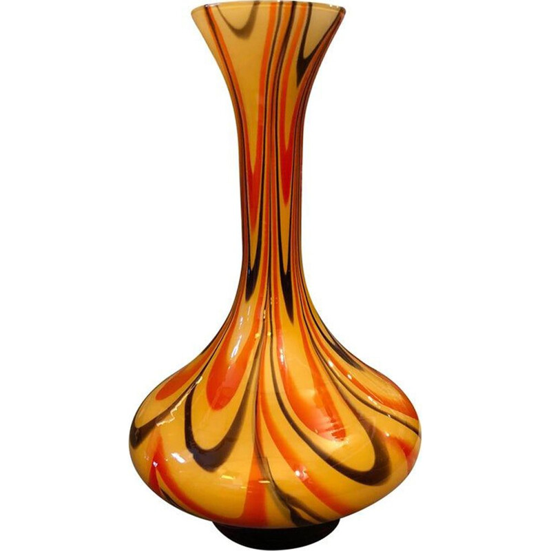 Vase italien en verre opaline vintage 1970
