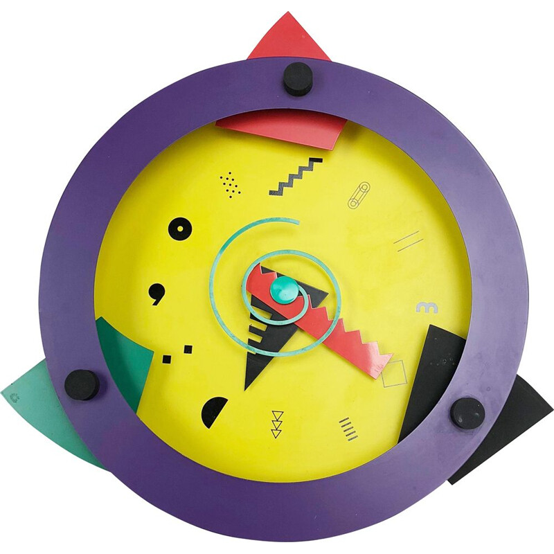 Vintage Postmodern Memphis Wall Clock "Paradise", Shohei Mihara x Wakita, Japan, 1980s