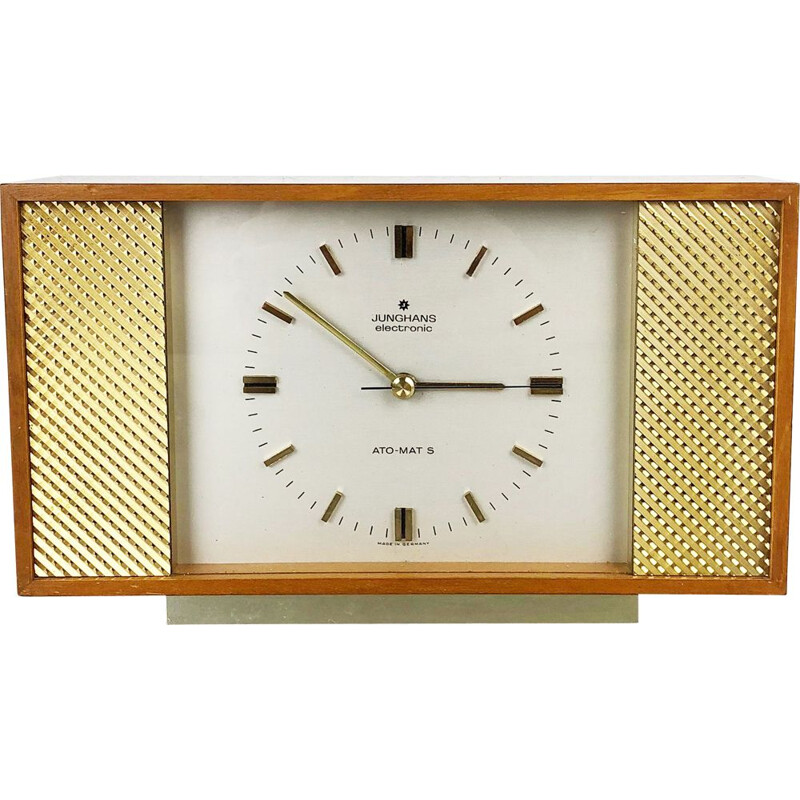 Vintage Table Clock in teak by Junghans Electronic, Germany 1960