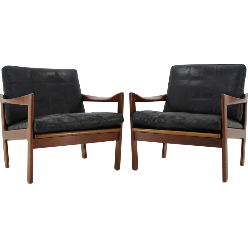 Set of 2 vintage teak armchairs by Illum Wikkelsø, 1960s