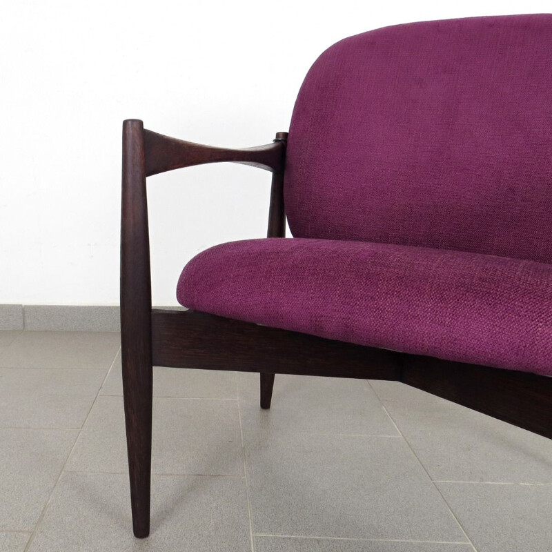 Set of 2 purple vintage armchairs, 1960s