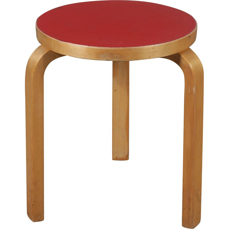 Vintage birch stool by Alvar Aalto from Artek, Finland, 1950s