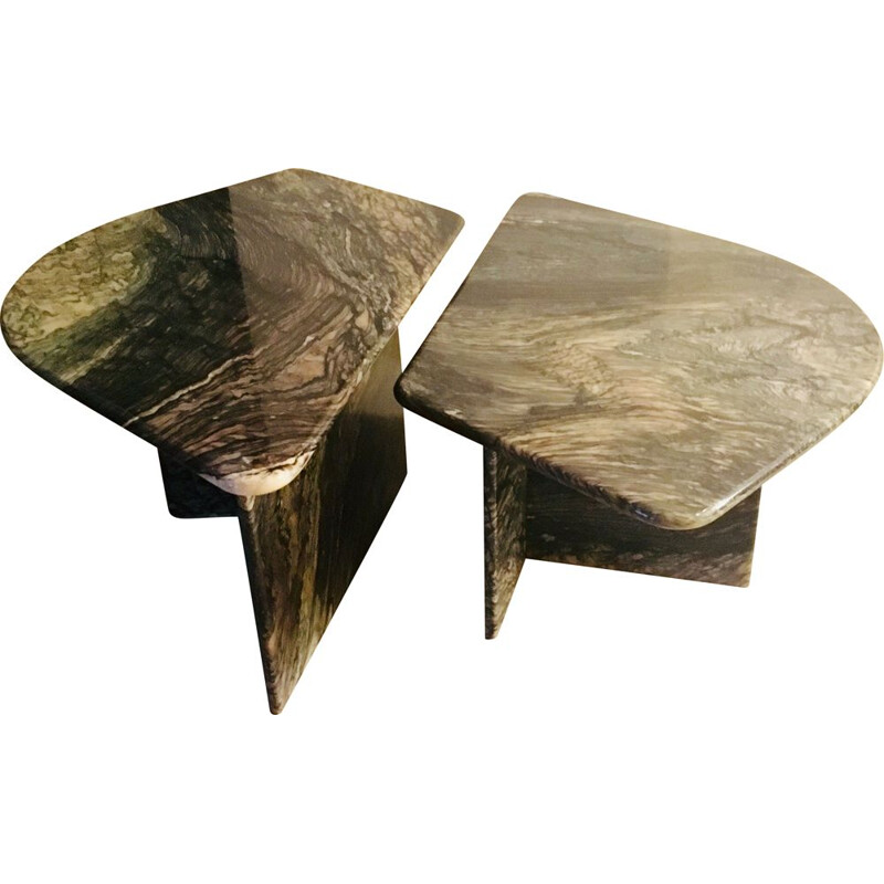 Set of 2 vintage marble coffee tables, 1970s
