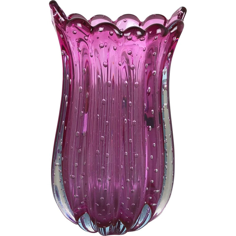 Vintage bullicante Murano glass vase by Archimede Seguso, Italy, 1970s