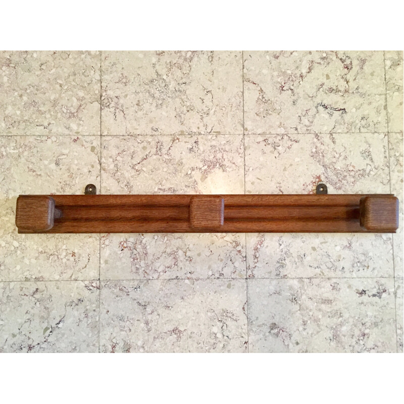 Vintage coat rack in waxed oak, 1930s