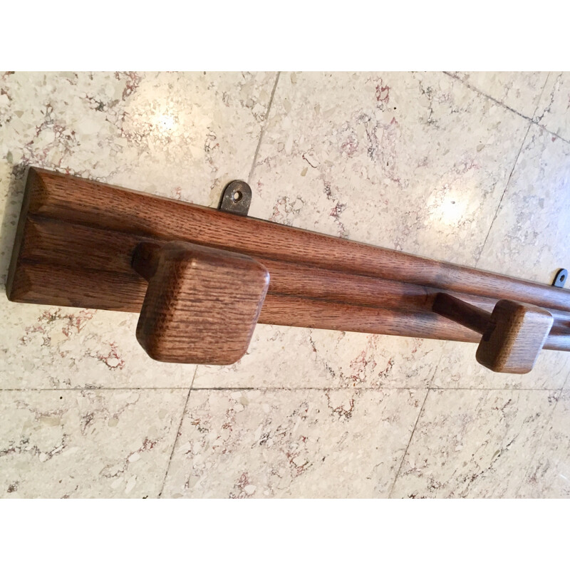 Vintage coat rack in waxed oak, 1930s