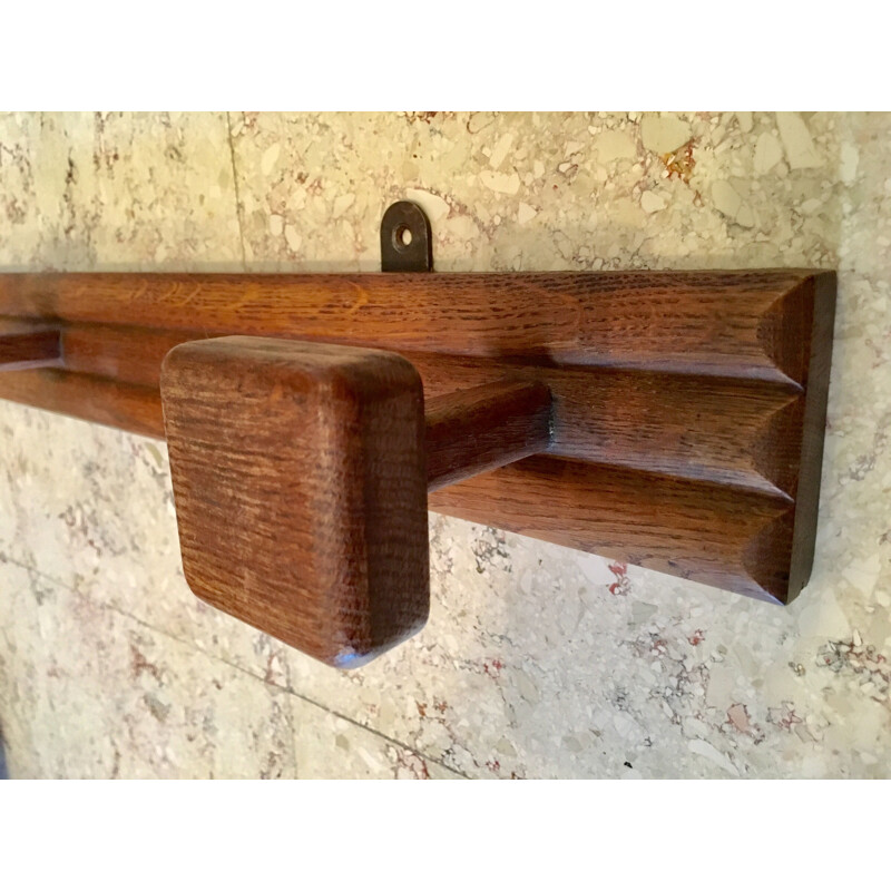 Vintage coat rack in waxed oak, 1930s