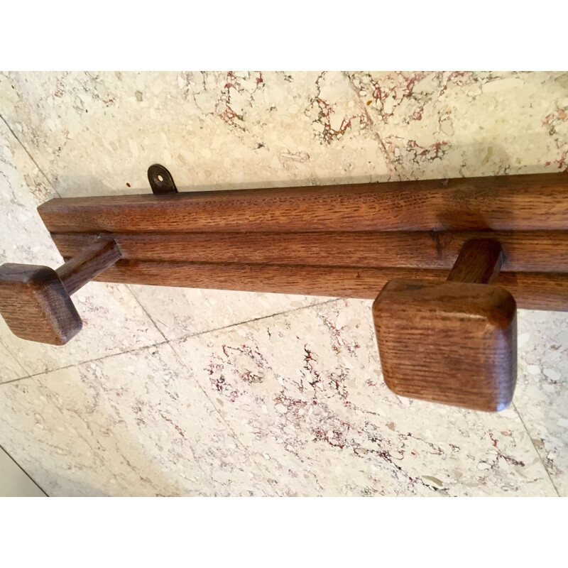 Vintage coat rack in waxed oak, 1930s