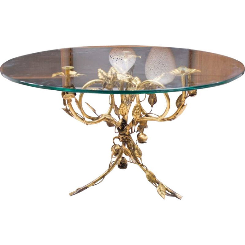 Vintage metal and glass coffee table, Italy, 1960s