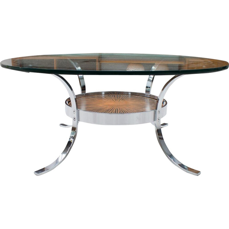 Vintage chrome and copper coffee table by Kondor, 1960
