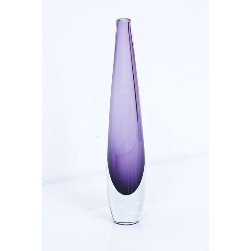 Sommerso glass vintage vase by Strömbergshyttan, 1950s