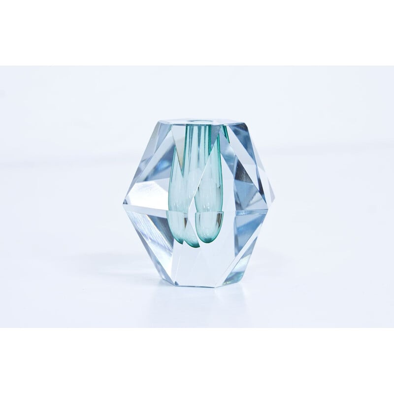 Crystal diamond cut vintage vase by Strömbergshyttan, 1960s