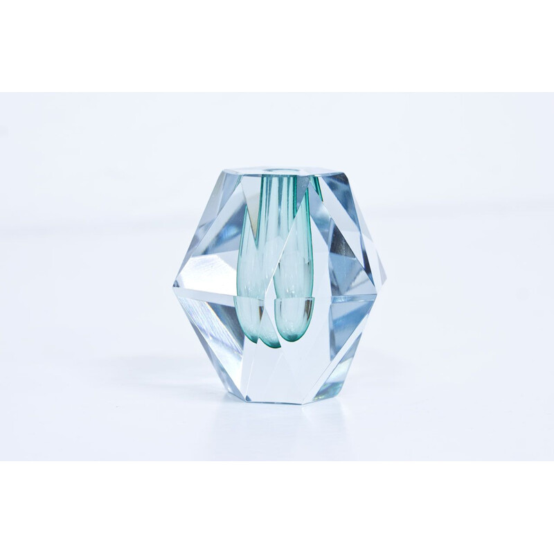 Crystal diamond cut vintage vase by Strömbergshyttan, 1960s