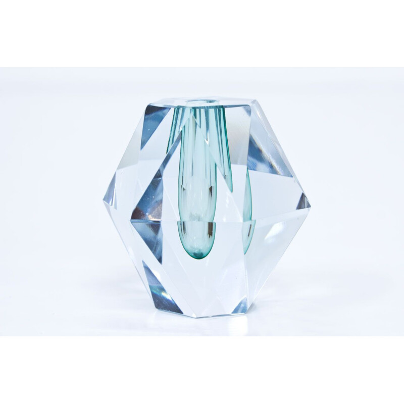 Crystal diamond cut vintage vase by Strömbergshyttan, 1960s