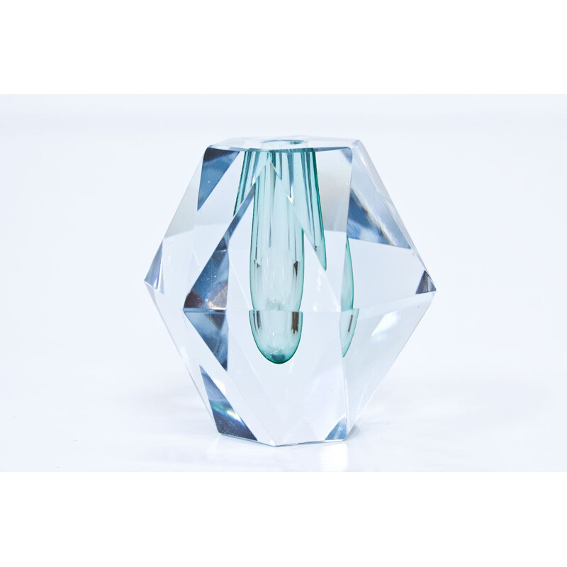 Vase vintage en forme de diamant en cristal par Strömbergshyttan, 1960