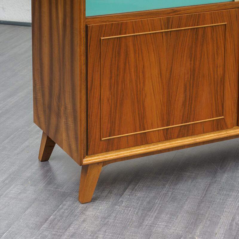 Vintage sideboard with coloured glass doors, 1950s