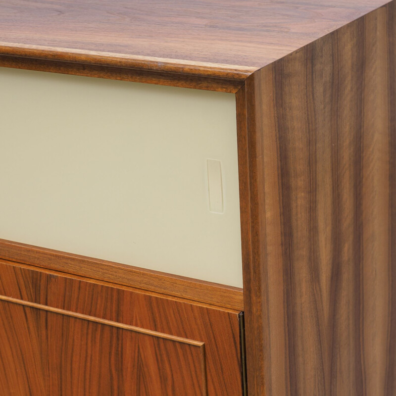 Vintage sideboard with coloured glass doors, 1950s