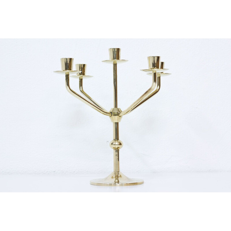 Swedish brass candelabra by Kee Mora, 1950s