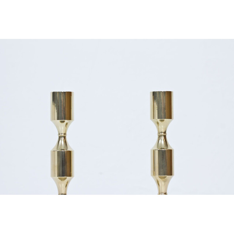 Pair of swedish brass vintage candlesticks by Gusum, 1970s
