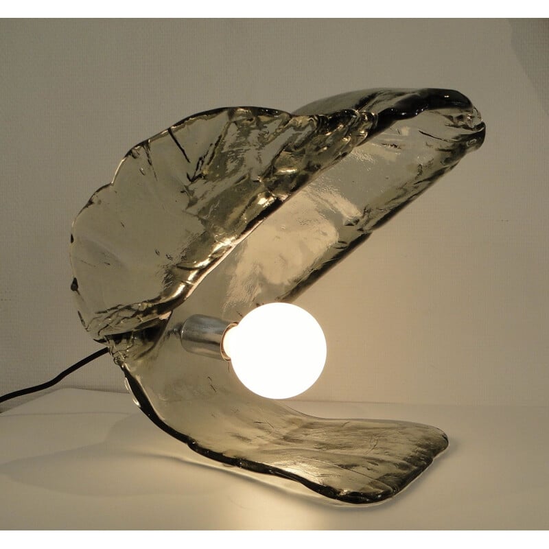 Murano glass vintage Mazzega oyster lamp, 1970s