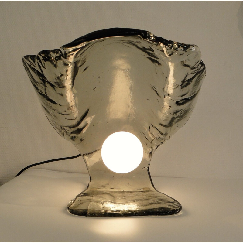 Lampe huître vintage de Mazzega en verre de Murano, 1970s