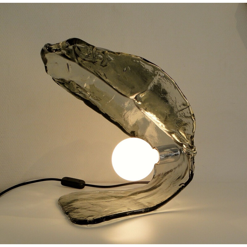 Murano glass vintage Mazzega oyster lamp, 1970s