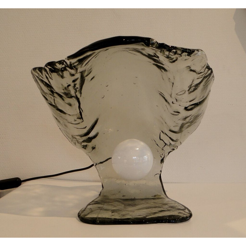 Lampe huître vintage de Mazzega en verre de Murano, 1970s