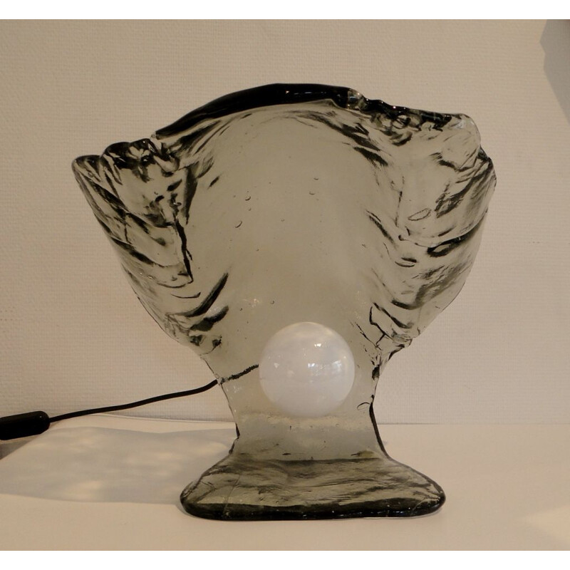 Murano glass vintage Mazzega oyster lamp, 1970s