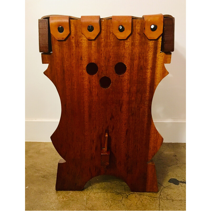 Tabouret en bois et cuir, 1950